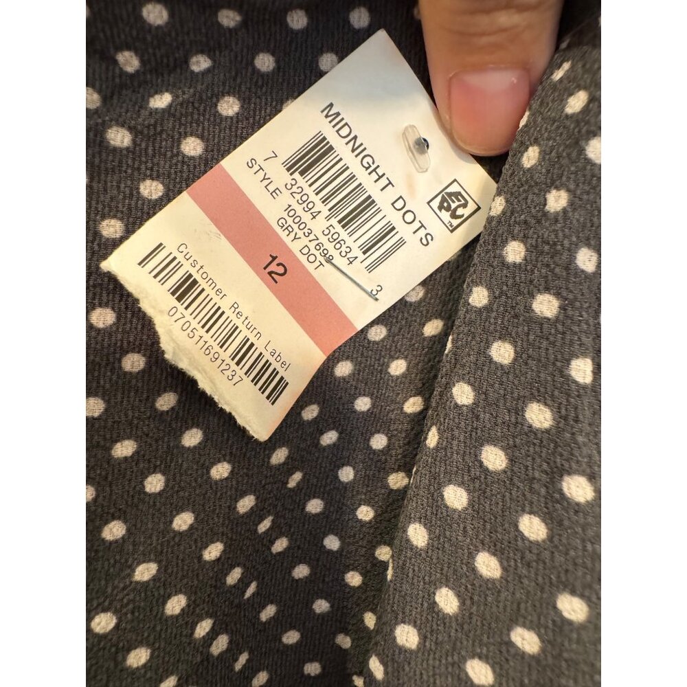 Bar III Tiered Polka Dot Sleeveless Dress Womens Size 12 Gray White Tiered Ruffl - Picture 3 of 6
